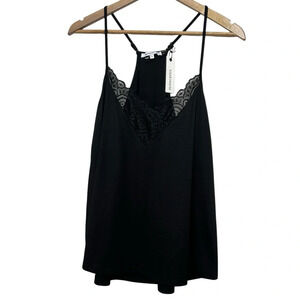 NWT Olivaceous Black Racerback Strappy Tank Top Lace Detail Womens Size Small